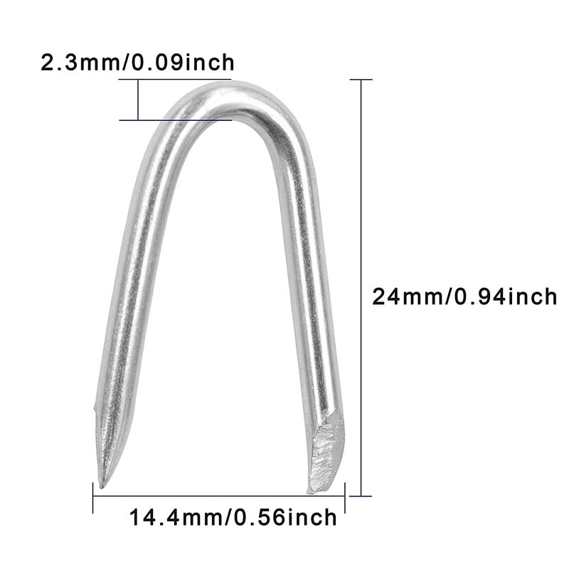 OMOTOOL Wire Fencing Galvanised Staples (260 pcs)，Chicken Wire Fencing Staple Horseshoe Nail Set - Securely Attach Chicken Wire Netting Wire Mesh to Fences or Posts (2.3mm) - Image 2
